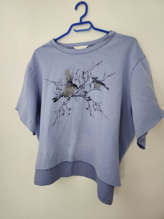 Northern Reflections Sweaters - Vintage Northern Reflections | Cropped Bird Print Sweater | Periwinkle